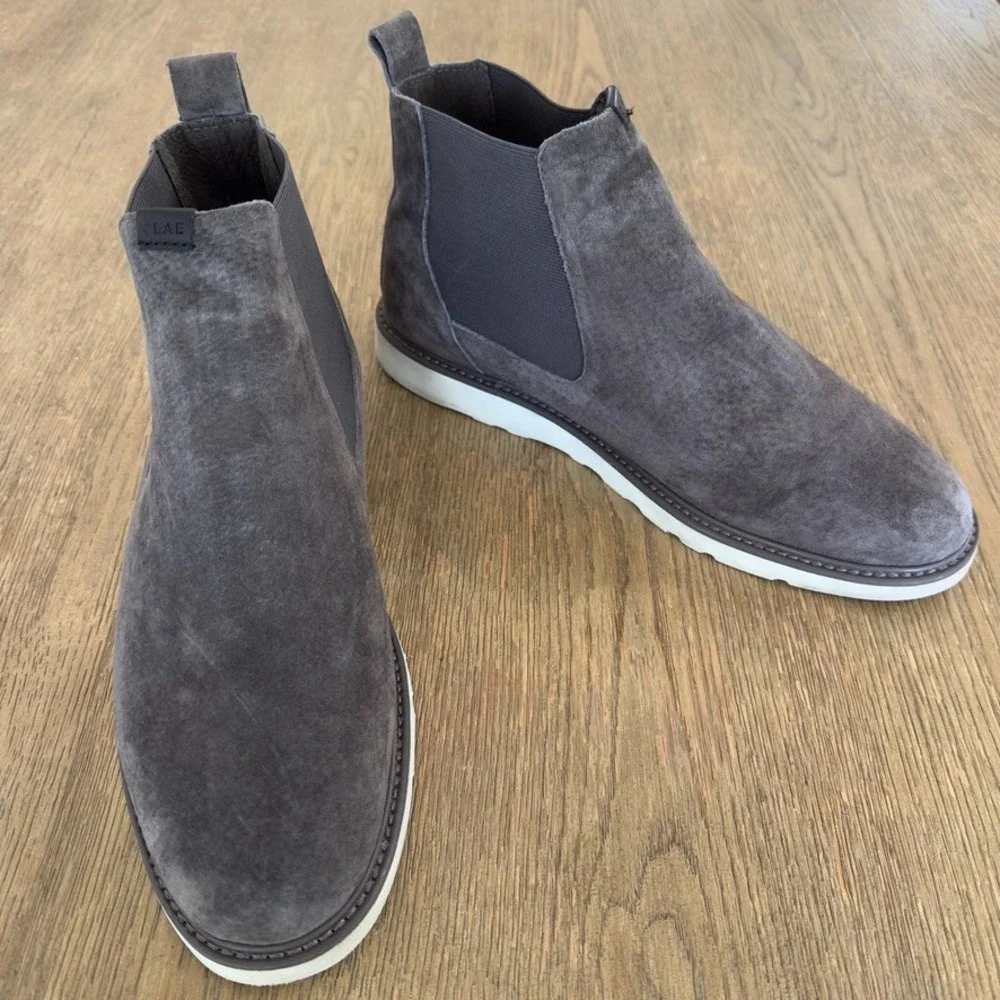 Clae Richards Vibram Chelsea Boots-Umber Waxed Dark Charcoal Suede-Men's Size 11